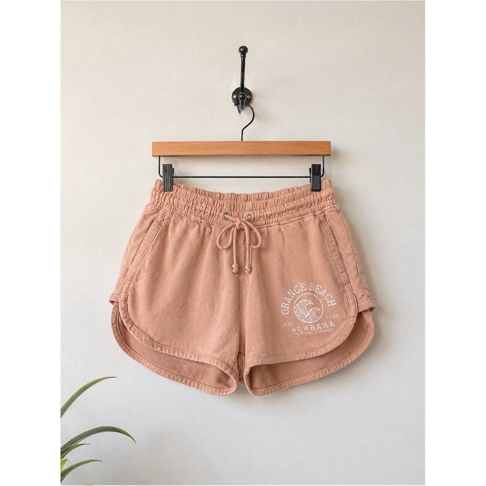 Orange Beach Alabama Dusty Rose Dolphin Hem Drawstring Shorts